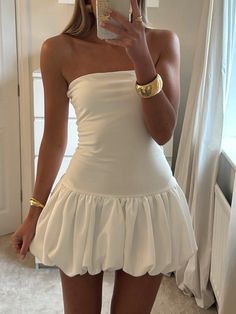 coquette Peplum Tube Dress Strapless Tube Dress, Beach Party Dress, Chique Outfits, Club Party Dresses, Bubble Dress, Mini Dresses For Women, Short Mini Dress, Strapless Mini Dress, Mini Dresses Summer