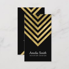 black and gold business card with stripes