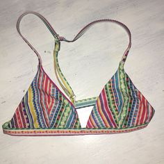 Beyoumini Bikini Top, Never Worn, Runs Small Multicolor Strappy Beachwear Swimwear, Strappy Multicolor Swimwear For Beach Party, Multicolor T-back Swimwear With Adjustable Straps, Multicolor Strappy Swimwear With Adjustable Straps, Multicolor Strappy Summer Swimwear, Multicolor Strappy Swimwear For Beach, Multicolor Triangle Top Swimwear With Adjustable Straps, Multicolor Seamless Swimwear For Vacation, Beachy Multicolor Swimwear With Adjustable Straps