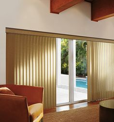 an open living room with sliding glass doors