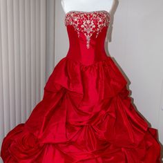 Kay's Bridal, 2018, Never Been Worn Beautiful Dress! Size 10, Ballgown, Curve, Backless, Strapless, Floor Length Feel Free To Ask Me Any Questions. Fitted Red Gown For Debutante Ball, Red Fitted Gown For Debutante Ball, Fitted Ball Gown For Red Carpet, Fitted Red Ball Gown For Debutante Ball, Fitted Floor-length Ball Gown For Red Carpet, Red Dress For Debutante Ball And Prom Season, Red Dress For Debutante Ball, Red Dress For Prom Season, Fitted Ball Gown Dress For Red Carpet