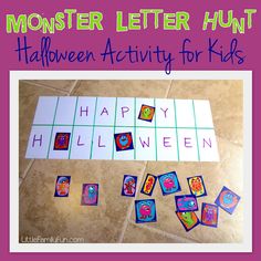 a halloween activity for kids to play on the floor with their name and number cards