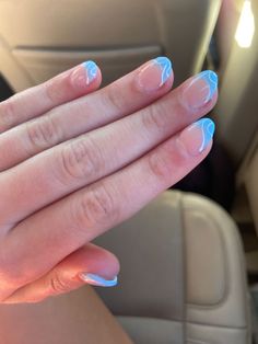 Cute Nails Teal, One Nail Different Color, Beach Nails Short, Back To School Nails Short, School Nail Designs, Rounded Acrylic Nails, Preppy Nails, Pink Tip Nails, Elegant Touch Nails