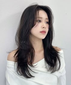 Airy Curtain Bangs, Low Maintenance Haircut Asian, Hush Cut For Round Face, Asian Hairstyles Women Medium, Korean Layered Haircut, Haircuts No Bangs, Layered Hair Cuts, Curtain Hairstyle, Medium Layers