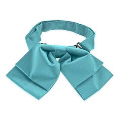 This turquoise floppy bow tie is a popular alternative for women's uniform wear. Also stylish for vintage men's apparel. It attaches securely around the neck via an adjustable band that expands to fit neck sizes from 12- to 21-inches. We recommend this shade for a light and bright blue color. Product Features • Bow measures approximately 6" across at the widest point and 3.5" long • Band collar expands to fit neck sizes from 12" to 21"• Color is turquoise • Made from 100% Polyester • Light satin Adjustable Blue Standard Tie Bow, Adjustable Blue Standard Bow Tie, Blue Adjustable Standard Tie Bow, Adjustable Pre-tied Solid Bow Tie, Womens Ties, Pirate Woman, Black Tie Affair, Color Swatch, Men's Apparel