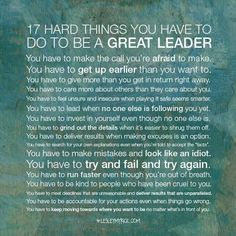 a poem written in black and white with the words 17 hard things you have to do to be a great leader