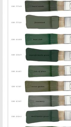 the different shades of green paint