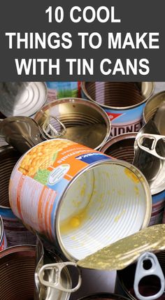 tin cans with the words 10 cool things to make with cans on top and bottom