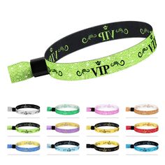 PRICES MAY VARY. ☆ Secure and tear resistant: Each cloth VIP wristbands is sealed with a vandal-resistant adhesive to prevent the transfer of the wrist bands. These VIP wristbands are perfect for indoor and outdoor use and can be worn for more than 5 days continuously. ☆ LIGHTWEIGHT AND SIZE FIT: Package includes 100 pcs VIP wristbands, colorful VIP activity wristbands are about 13.7 inches long and 0.59 inches wide with adjustable wrist size buckle. Lightweight and suitable for most people. Wov Adjustable Party Wristband, Adjustable Band Wristband For Party, Adjustable Band Wristband For Parties, Party Wristbands, Wristbands, Wrist Strap, Band, Concert, Color