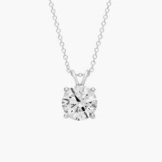 Indulge with this lab-grown diamond solitaire pendant, featuring a 14k white gold cable chain necklace and lobster claw clasp. Diamond Solitaire Pendant, Cable Chain Necklace, Solitaire Pendant Necklace, Solitaire Pendant, Blue Nile, Diamond Solitaire, Cable Chain, Lobster Claw, Lab Grown