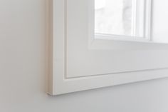 a white window frame hanging on the wall