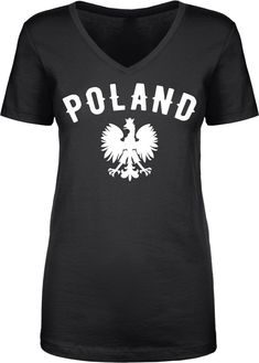 Show your Polish pride We prefer to print this design on Next Level's LADIES Ideal T line which is 60% combed ringspun cotton/40% polyester (yes, that is the good soft stuff, not the cheap scratchy kind), but if those are not available from our supplier for the size and color you'd like we will use a comparable brand as a replacement to get you your item as soon as possible with the same quality and feel you've come to expect from Next Level. The design is printed and shipped in the USA. If you Novelty Clothing, No Heat, Sports Fan, Coat Of Arms, Soccer Jersey, Sizing Chart, Womens Clothing Tops, The Good, Poland