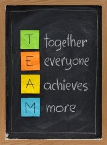 a chalkboard with the words together everyone achieves more written in multicolored blocks