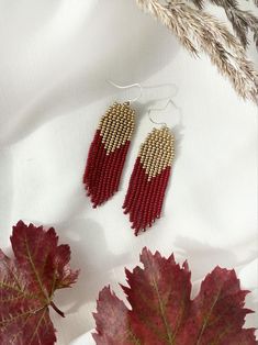 Graceful burgundy earrings Red Gold earrings Dangle fringe | Etsy Red Beaded Fringe Dangle Earrings, Red Beaded Fringe Drop Earrings, Red Beaded Fringe Tassel Earrings With Round Beads, Red Tassel Earrings With Beaded Fringe, Red Beaded Fringe Tassel Earrings, Red Tassel Earrings With Fringe And Round Beads, Red Tassel Earrings With Dangling Round Beads, Red Fringe Tassel Earrings With Round Beads, Elegant Red Beaded Earrings With Fringe