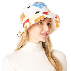 Colorful Alphabet Printed Patterned Fuzzy Sherpa Bucket Style Hat Trendy Fashion Accessory Adjustable String Inside Size : One Size Color : White W 212 H White Bucket Hat For Fall, Winter Head Wrap, Sherpa Bucket Hat, Colorful Alphabet, Black Fedora Hat, Bucket Hat Style, Bucket Hat White, Black Bucket Hat, Black Fedora