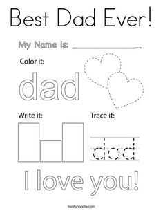 the best dad ever worksheet for kids to practice their handwriting and writing skills