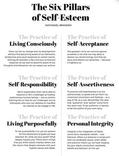 Six Pillars Of Self Esteem, Practicing Self Love, Mental Health Facts, Mental Health Therapy, Emotional Awareness, Therapy Worksheets