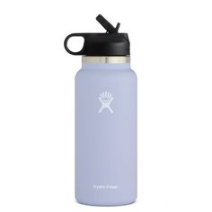 the hydro flask water bottle is shown in light blue