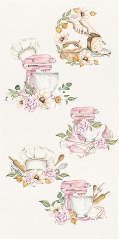 three watercolors with flowers on them and the words high quality