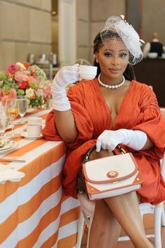 Vintage Brunch Outfits, Debutante Tea Outfits, High Fashion Tea Party, Tea Party For Women Ideas, Tea Party Women Outfit, High Tea Black Women, Modern High Tea Outfit, High Tea Outfits For Black Women, Tea Party Themed Birthday For Adults