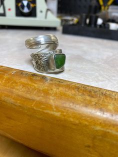 Hand made here on Maui spoon ring with a green sea glass set in a bezel. Ring right now is a size 7 but I could make it a little bigger without much trouble. Spoon is silver plate bezel is 925 silver. Sea glass was found here on Maui. I can also do custom orders. Adjustable Silver Ring With Sea Glass, Beachy Necklace, Sea Glass Ring, Silver Sea, Spoon Ring, Pretty Pendant, Spoon Rings, Bezel Ring, Green Sea