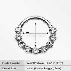 Bubble Glam Sparkles Seamless Clicker Hoop Ring-Clear Round Internally Threaded Cubic Zirconia Jewelry, Silver Internally Threaded Hoop Body Jewelry, Internally Threaded Cubic Zirconia Hoop Jewelry, Silver Cubic Zirconia Round Body Jewelry, Cubic Zirconia Piercings With Diamond Accents, Round Cubic Zirconia Piercings With Diamond Accents, Silver Septum Ring With Prong Setting, Round Piercings With Diamond Accents And Cubic Zirconia, White Internally Threaded Round Piercings