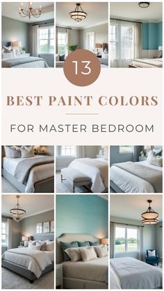 Transform your master bedroom with these 13 best paint colors, expertly chosen to create a serene and stylish retreat. From calming neutrals to rich, luxurious tones, these colors will set the perfect mood for relaxation and rest. Whether you're aiming for a cozy, warm ambiance or a sophisticated, modern look, these paint colors will elevate your master bedroom with a touch of elegance. Save this pin to explore expert tips and inspiring ideas that will help you choose the ideal color to enhance your personal sanctuary! Master Bedrooms Decor Paint, Bedroom Paint Ideas Benjamin Moore, Good Paint Colors For Bedrooms, Paint Colors For Basement Bedroom, Small Bedroom Paint Colors Relaxing Cozy, Benjamin Moore Bedroom Paint Colors 2024, Best Bedroom Paint Colors 2024, Master Bedrooms Painting Ideas, Bedroom Paint Ideas Master Color Schemes