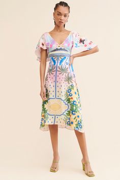 Rent Camille Satin Midi Dress from Nuuly. Pick 6 items for $98/month. Free shipping + returns. Luxury Silk Midi Dress With V-neck, Multicolor Printed Silk Midi Dress, Multicolor Silk V-neck Midi Dress, Silk Midi Dress With Gathered Sleeves And V-neck, Multicolor V-neck Midi Dress With Vibrant Print, Satin Midi Dress, Satin, Midi Dress