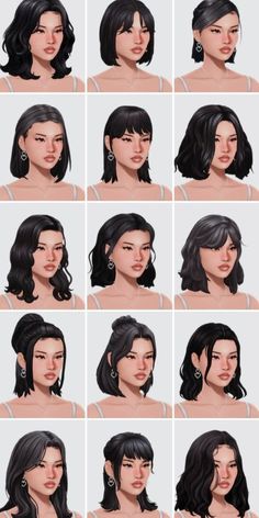 an animation character's face is shown in many different poses, including the head and shoulders