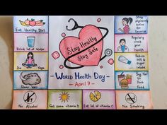 a poster on the wall that says stay healthy, stay safe and wear health day