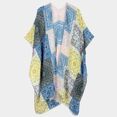 Size : 36" X 36" Material : 100% Polyester Cover Up Kimono, Paisley Bandana, Holiday Attire, Color Swatch, Blue Paisley, Lowest Price, Daily Wear, Kimono Top, Night Out