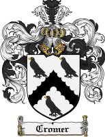 the coat of arms is shown in black and white, with gold trimmings