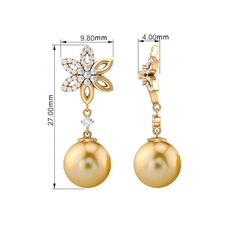 Product Details This Floral Pearl Drop Earrings embellished with Round Shape South Sea Pearl and small Round Shape Diamonds are set on the half flower in a Pave Setting, crafted in a Solid Gold. Product Information SKU SHP-EARRINGS122045753 Weight 2.24 gm (Approximate) SOUTH SEA PEARL INFORMATION No.of Stones 2 Pieces Total Weight 11.36 Carat (Approximate) Dimension(approx) Round-9X9 mm-2 Pcs Color Golden Cut Brilliant Shape Round Setting Type Bead-Set Quality Grade AAA DIAMOND INFORMATION No.of Gold Diamond Flower Earrings For Formal Occasions, Formal Gold Diamond Flower Earrings, Gold Round Flower Earrings For Formal Occasions, Gold Diamond Flower Earrings For Wedding, Yellow Gold Dangle Flower Earrings For Formal Occasions, Formal Yellow Gold Dangle Flower Earrings, Formal Yellow Gold Flower Pearl Earrings, Half Flower, Almirah Designs