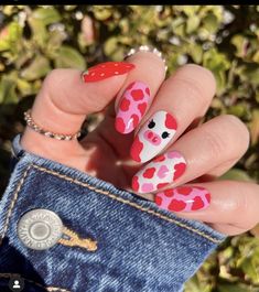 Cow Nails, Retro Nails, Art Deco Nails, Nail Prices, Pretty Gel Nails, Manicure Ideas, Summer Acrylic Nails, Strawberry Milk, Hot Nails