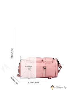 BirdinBag - Sporty Pink Zip-Front Classic Backpack - Stylish and Functional Large Capacity Duffle Bag Satchel For School, Large Capacity School Duffle Bag, Back To School Functional Satchel Shoulder Bag, Trendy Backpack Gym Bag For School, School Shoulder Duffle Bag With Pockets, Trendy Gym Bag Backpack For School, Functional Bags With Adjustable Strap For Back To School, Functional Bag With Adjustable Strap For Back To School, Functional Large Capacity Backpack Style Shoulder Bag