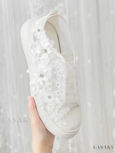 Lasaky - Ivory Lace Wedding Flats with Delicate Flower Detail and Lace-Up Closure – Perfect Bridal Footwear Lace Wedding Flats, Ivory Bridal Shoes, Bridal Flats, Glitter Flats, Bridal Shoes Flats, Wedding Flats, Ivory Bridal, Elegant Flowers, Ivory Lace