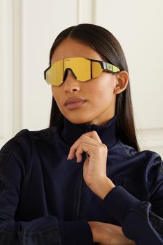 Fendi Eyewear, Yellow Mirrors, Sporty Sunglasses, Yellow Frame, Yellow Sunglasses, Authentic Models, Fendi Accessories, Fendi Sunglasses, Sports Eyewear