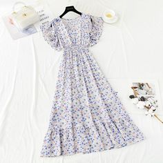 Fabric: Chiffon Size: S M L XL Color: blue, orange, pink, purple, black, yellow, apricot, green Purple Lace Patchwork Summer Dress, Casual Purple A-line Midi Dress, Purple V-neck Spring Sundress, Purple Floral Print Knee-length Midi Dress, Purple Floral Print A-line Midi Dress, Women's Dress, Super Sweet, Purple Black, A Line Skirt