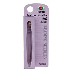 a purple pen in its packaging on a white background with the words bedding needles