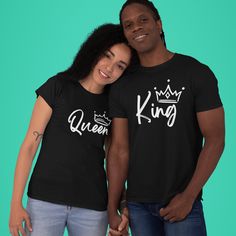 Unisex Jersey Short Sleeve Tee, King T-Shirt Treat yourself to soft tee. Or the perfect gift for the King in your life.  Matching Queen t-shirt available in another listing: https://etsy.me/3Lg5YaT This classic unisex jersey short sleeve tee fits like a well-loved favorite. Soft cotton and quality print make users fall in love with it over and over again. These t-shirts have-ribbed knit collars to bolster shaping. The shoulders have taping for better fit over time. Dual side seams hold the garment's shape for longer. .: 100% Airlume combed and ringspun cotton (fiber content may vary for different colors) .: Light fabric (4.2 oz/yd² (142 g/m .: Retail fit .: Tear away label .: Runs true to size Graphic Tee Crew Neck T-shirt As Gift, Graphic Tee Crew Neck As Gift, Graphic Tee With Crew Neck As Gift, Family Matching Short Sleeve T-shirt For Gift, Unisex Cotton T-shirt For Gift, Graphic Tee Short Sleeve T-shirt As Gift, Graphic Tee T-shirt As Gift, Black Graphic Tee T-shirt For Gift, Family Matching Pre-shrunk Short Sleeve T-shirt