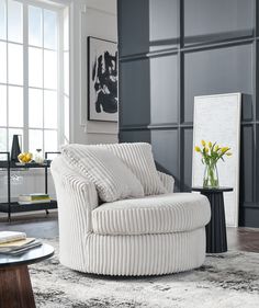 Gramwell Alloy Oversized Swivel Accent Chair from Ashley - Luna Furniture Corduroy Upholstery, Bookcase Tv Stand, Swivel Accent Chair, Reclining Furniture, Furniture Market, Go With The Flow, Mirrored Nightstand, Furniture Showroom, City Furniture