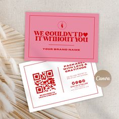 two business cards with qr code on the front and back, sitting next to each other