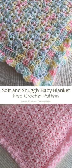 crochet baby afghan with text that says soft and snuggly baby afghan free crochet pattern