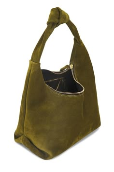 Oliveve - REVOLVE Knotted Top, Knot Bag, Green Accessories, Green Handbag, Leather Laptop Bag, Pretty Bags, Leather Hobo Bag