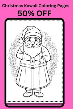 christmas kawaii coloring pages 50 % off with the santa clause in black and white