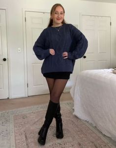 Anaya Oversized Sweater Navy curated on LTK Oversized Navy Sweater Outfit, Giant Sweater Outfit, Style Oversized Sweater, Oversized Sweater And Skirt, Oversized Knit Sweater Outfit, Navy Jumper Outfit, Oversize Sweater Outfit, Ribbed Sweater Outfit, Loose Sweater Outfit