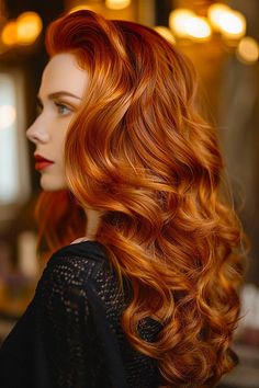 Copper crowncurl hairstyle with dramatic waves