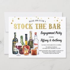 Stock The Bar Engagement Party Invitation | Zazzle