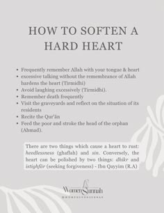 the back cover of how to soften a hard heart by alhamah