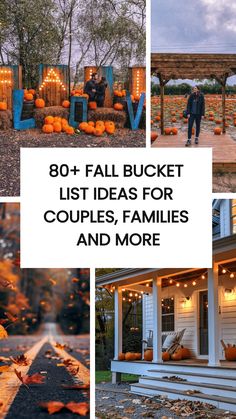 fall bucket list ideas for couples, families and more with pumpkins on the porch